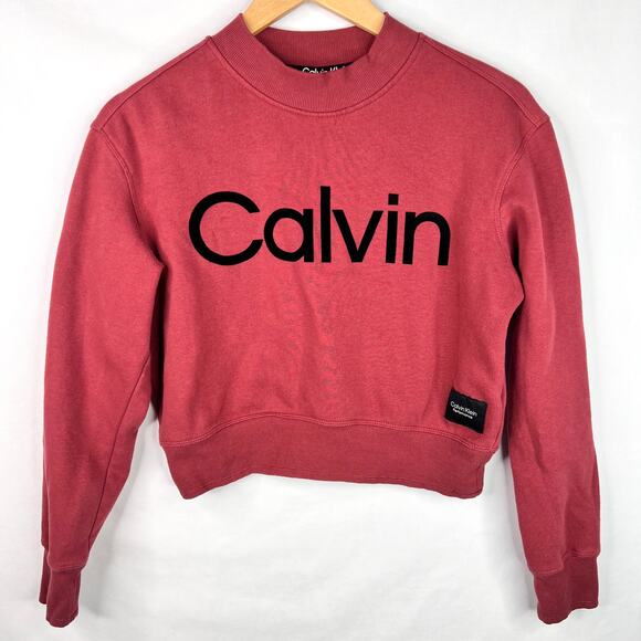 Calvin Klein Performance Cropped Maroon Sweatshirt Small - Picture 1 of 11